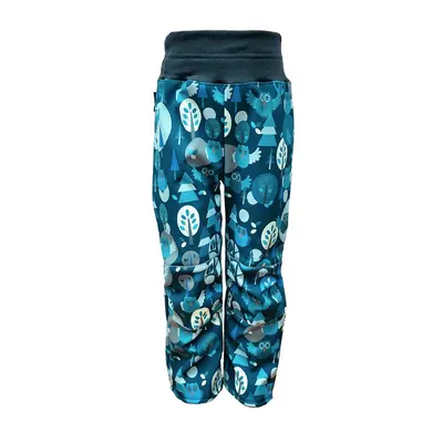 Children's softshell pants - kerosene - blue owls