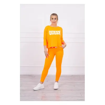 Set with orange neon print Queen