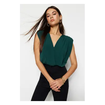 Trendyol Emerald Waistband Double Breasted Neck Flexible Snaps Knitted Bodysuit