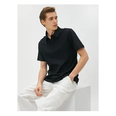 Koton Polo nyakú póló texturált gombokkal Slim Fit rövid ujjú