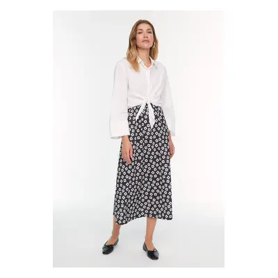 Trendyol Black and White Patterned Knitted Scuba Crepe Skirt