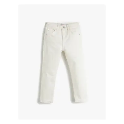 Koton Jeans with a comfortable fit are Pockets. Cotton - Mom Jeans with an Adjustable Elastic Wa