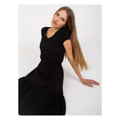 Basic black dress with ruffle RUE PARIS