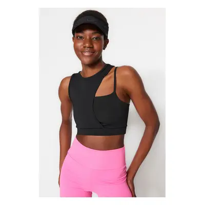 Trendyol Knitted Sports Bra with Black Mid Support/Styling Rope Strap