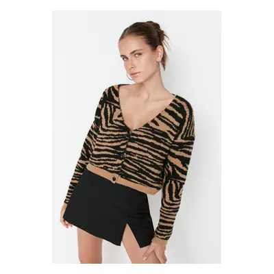 Trendyol Fekete Jacquard Crop Kötöttáru Kardigán