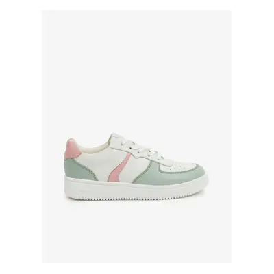 Green-white girly leather sneakers Richter - Girls