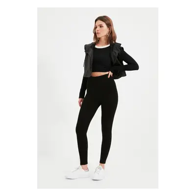 Trendyol Black Petite High Derék kötött leggings