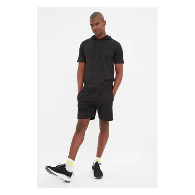 Trendyol Black Men's Regular/Regular Fit Hooded, Shorts and Tracksuit Set