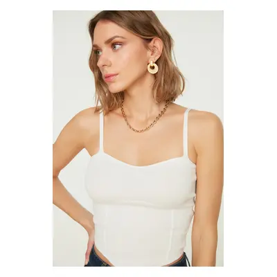 Trendyol Ecru Crop Bustier Blouse