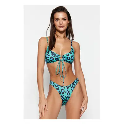 Trendyol Animal Print Bralette kivágott / ablak bikini felső