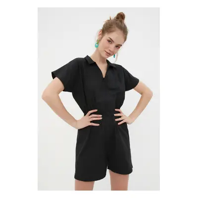 Trendyol fekete cipzáras részletes szőtt jumpsuit