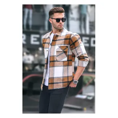 Madmext Camel Plaid Lumberjack Shirt