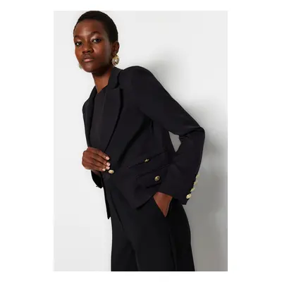 Trendyol Black Regular Lined Woven Blazer Jacket