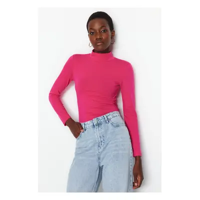 Trendyol Fuchsia Turtleneck Snap Knitted Bodysuit