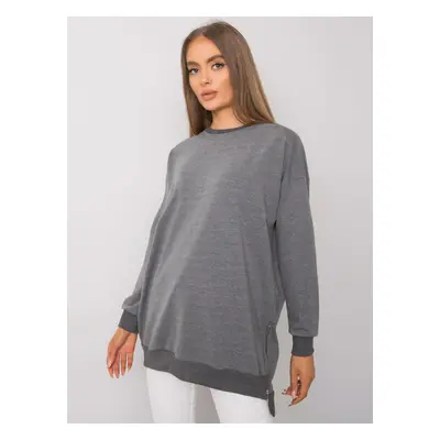 Lady's dark grey melange tunic with zip closure