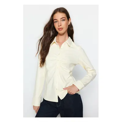 Trendyol Ecru Front Gathered Woven Shirt