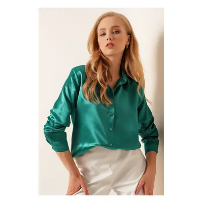 Bigdart Lightly Flowy Satin Shirt - A.green