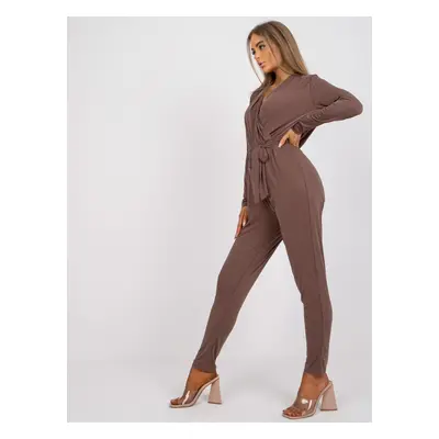 Brown Serafini long-sleeved jumpsuit