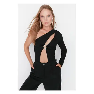 Trendyol Black Stone Accessory Detail Knitted Body