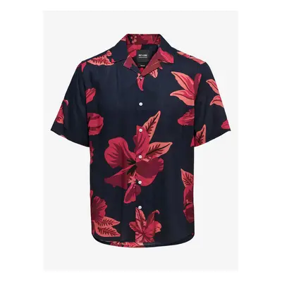 ONLY & SONS Red-Black Mens Flowered Short Sleeve Shirt ONLY & SON - Men