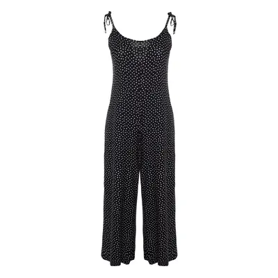 Trendyol Curve Black Floral Pattern Woven Jumpsuit