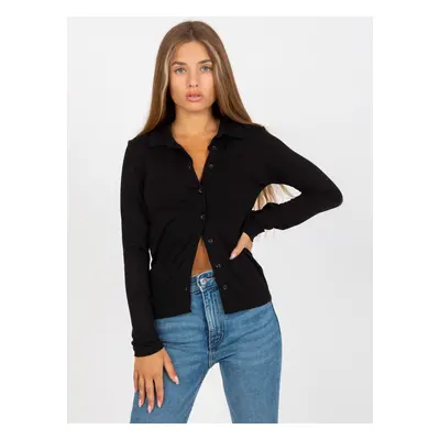 Black casual blouse with buttons RUE PARIS