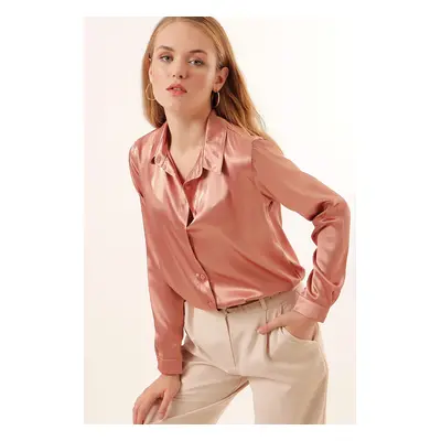 Bigdart Lightly Flowy Satin Shirt - Camel