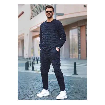 Madmext Black Quilted Patterned Tracksuit