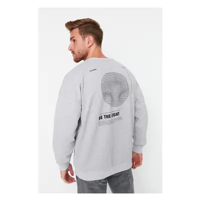 Trendyol Grey Oversize/Wide Cut Fleece Inside/Warm Mystic Print Sweatshirt