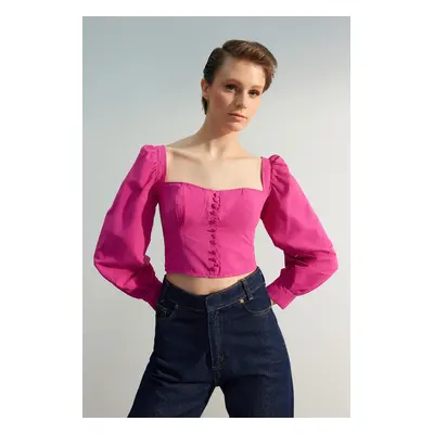 Trendyol Fuchsia Woven Balloon Sleeve Blouse