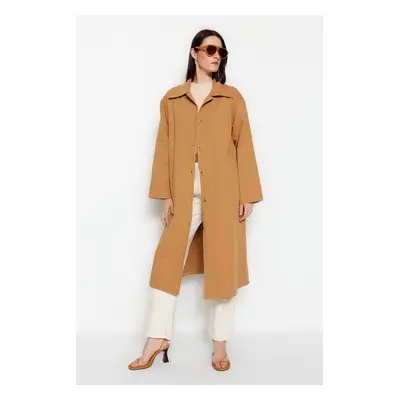 Trendyol Camel Gabardine részletes árokkabát