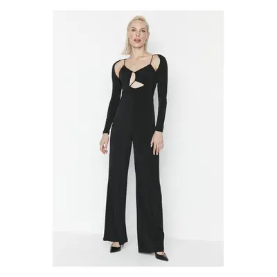 Trendyol Black Asymmetrical Collar Detailed Jumpsuit