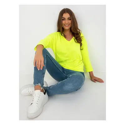 Fluo yellow women's basic viscose blouse