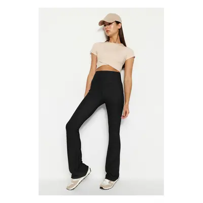 Trendyol Black Gathering és bordázott Camisole jóga sportleggings