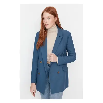 Trendyol Oily Lined Double Breasted Blazer with Closure