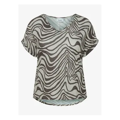 Brown-white patterned women's T-shirt Fransa