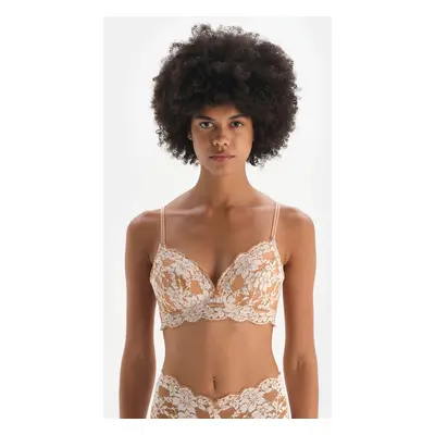 Dagi Brown Mesh Detail Unfilled Underwire Lace Bra.