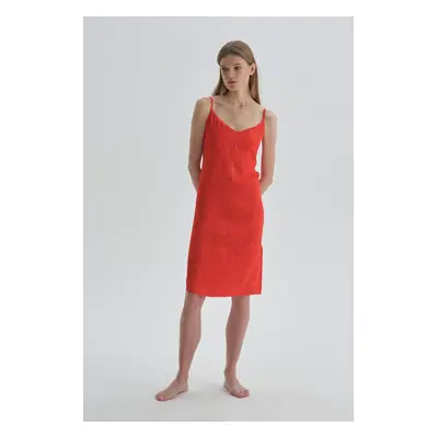 Dagi Red Fixed Strap Viscose Nightgown