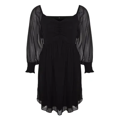 Trendyol Curve Black Plain A-line Mini szőtt Plus size ruha