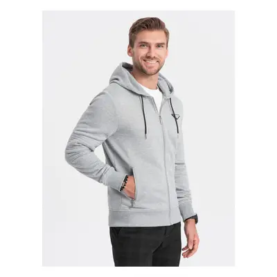 Ombre Men's unbuttoned hooded sweatshirt - grey melange