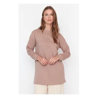 Trendyol Mink Sequin Knitted Tunic