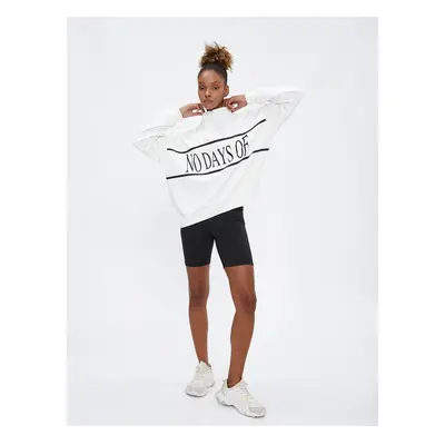 Koton Sports Sweatshirt Half Zipper Slogan Printed Oversize