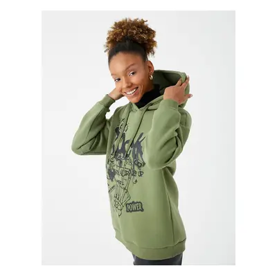 Koton Hooded Sweatshirt Printed Long Sleeve Fleece Inner