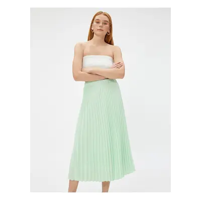 Koton Midi Skirt with Pleated Chiffon Elastic Waist.