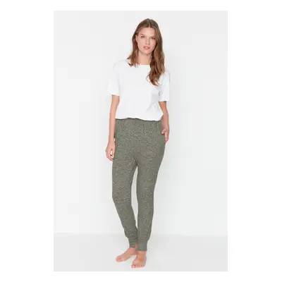 Trendyol Khaki Marked Pocket Detailed Pajama Bottoms with a soft, thick knit