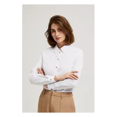 Plain shirt with decorative buttons