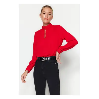 Trendyol Red High Collar Woven Blouse