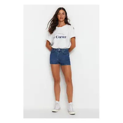 Trendyol Blue High Waist Denim Shorts