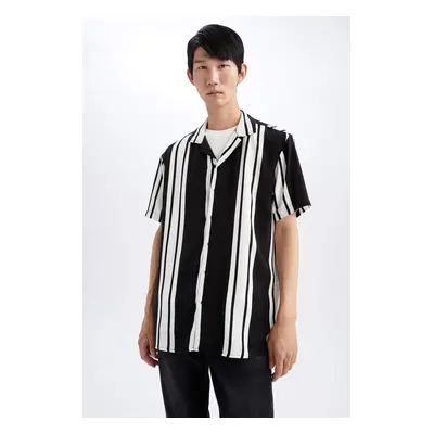 DEFACTO Regular Fit viscose Striped Short Sleeve Shirt