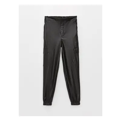 LC Waikiki Girls' Elastic Waist Leather Look Jogger Pants